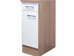 Best Flex-Well Classic Küchen-Unterschrank Florida 30 cm Weiß-Sonoma Eiche