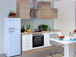 Clearance Flex-Well Classic Küchenzeile Florida 220 cm Sonoma Eiche-Weiß-Sonoma Eiche
