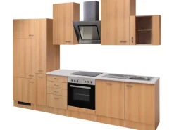 Hot Flex-Well Classic Küchenzeile Nano 310 cm mit Apothekerschrank Buche