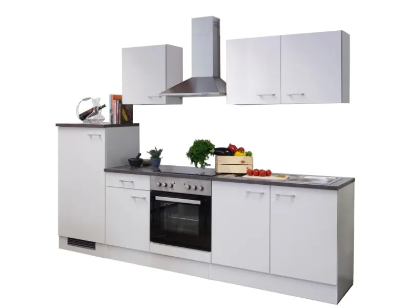 Flex-Well Classic Einbauküchen|Kühlschränke<Küchenzeile Lucca 270 cm Weiß matt