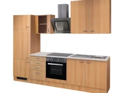Flex-Well Classic Herde|Kochfelder<Küchenzeile Nano 270 cm Buche Nachbildung
