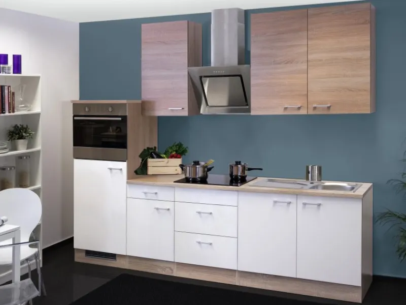 Flex-Well Classic Küchenzeile Florida 270 cm Weiß-Sonoma Eiche Nachbildung