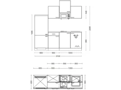 Flex-Well Classic Single-Küchen<Küchenzeile Florida 210 cm Weiß - Sonoma Eiche