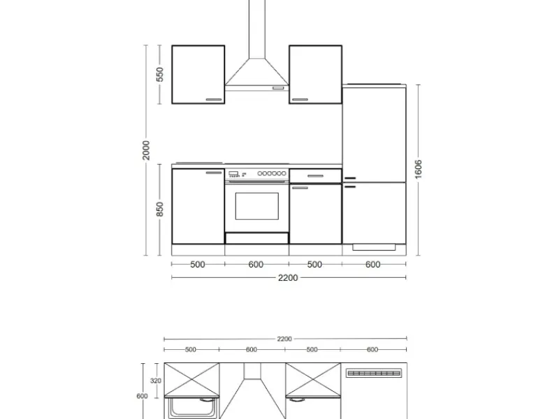 New Flex-Well Classic Küchenzeile Wito 220 cm Weiß