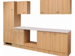 Flex-Well Classic Einbauküchen|Küchenschränke<Küchenzeile Nano 280 cm ohne E-Geräte Buche Nachbildung