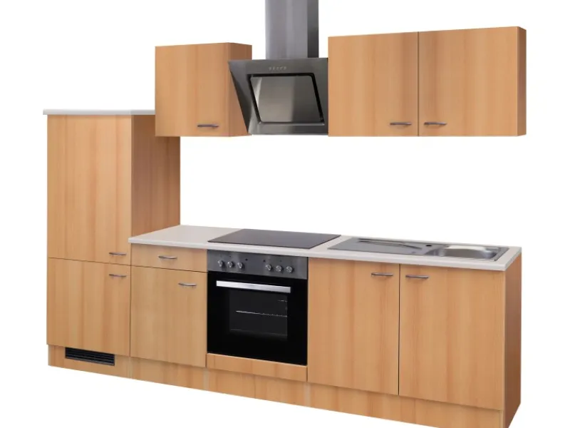 Flex-Well Classic Küchenzeile Nano 270 cm Buche Nachbildung< Kochfelder