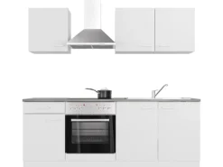 Flex-Well Classic Winkelküchen|Einbauküchen<Küchenzeile Lucca 210 cm Weiß matt - Caledonia