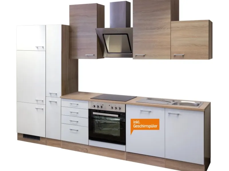Best Flex-Well Classic Küchenzeile Florida 310 cm Sonoma Eiche-Weiß