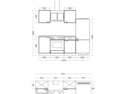 Flex-Well Classic Küchenzeile Florida 220 cm Weiß - Sonoma Eiche< Single-Küchen|Kühlschränke