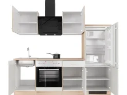 Flex-Well Classic Küchenzeile Florida 220 cm Weiß - Sonoma Eiche< Single-Küchen|Kühlschränke