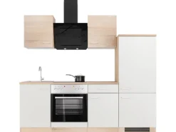 Flex-Well Classic Küchenzeile Florida 220 cm Weiß - Sonoma Eiche< Single-Küchen|Kühlschränke