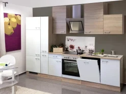 Flex-Well Classic Kühlschränke|Kochfelder<Küchenzeile Florida 310 cm Sonoma Eiche-Weiß