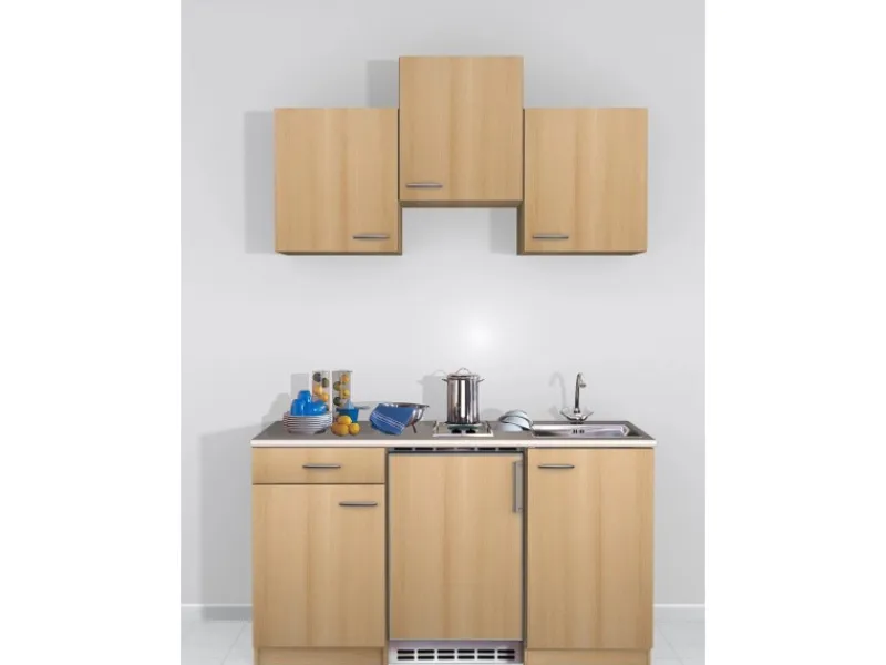 Flex-Well Classic Single-Küchen|Pantryküchen<Küchenzeile Nano 150 cm Buche Nachbildung