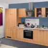 Flex-Well Classic Kühlschränke|Einbauküchen<Küchenzeile Nano 300 cm Buche Nachbildung
