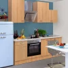 Flex-Well Classic Küchenzeile Nano 220 cm Buche Nachbildung< Kochfelder|Einbauküchen
