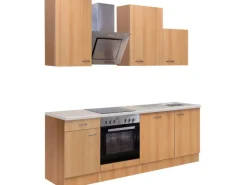 Flex-Well Classic Küchenzeile Nano 220 cm Buche Nachbildung< Kochfelder|Einbauküchen