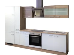 Flex-Well Classic Küchenzeile Florida 300 cm Sonoma Eiche-Weiß-Sonoma Eiche< Herde|Kochfelder