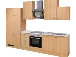 Flex-Well Classic Küchenzeile Nano 310 cm Buche Nachbildung< Kühlschränke|Einbauküchen