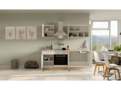 Flex-Well Classic Einbauküchen|Kochfelder<Küchenzeile Florida 210 cm Weiß - Sonoma Eiche