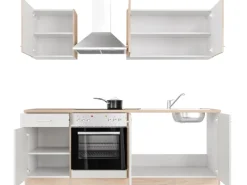 Flex-Well Classic Einbauküchen|Kochfelder<Küchenzeile Florida 210 cm Weiß - Sonoma Eiche