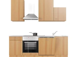 Flex-Well Classic Küchenzeile Nano 220 cm Buche< Herde