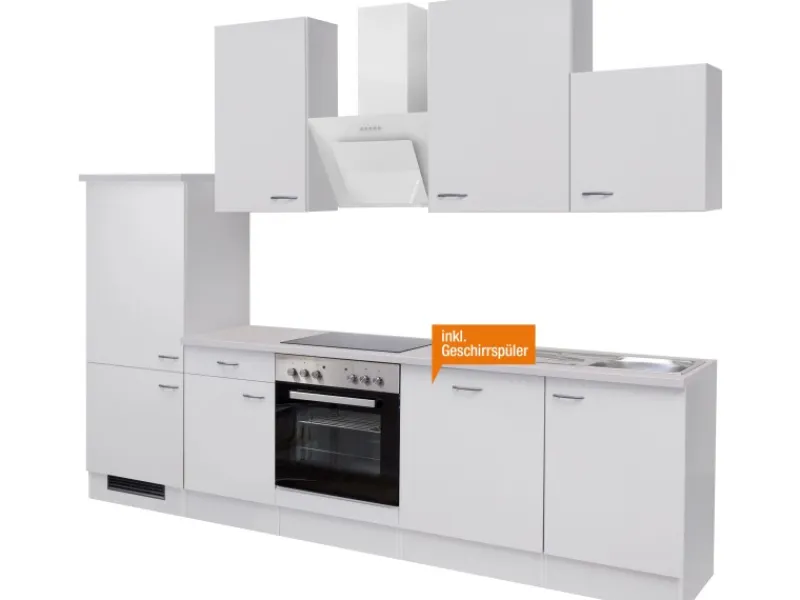 Flex-Well Classic Einbauküchen|Kühlschränke<Küchenzeile Wito 280 cm Weiß