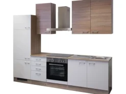 Flex-Well Classic Kühlschränke<Küchenzeile Florida 270 cm Sonoma Eiche-Weiß-Sonoma Eiche