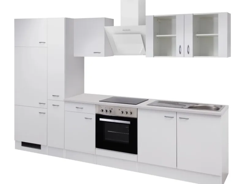 Flex-Well Classic Single-Küchen|Kühlschränke<Küchenzeile Wito 300 cm Weiß