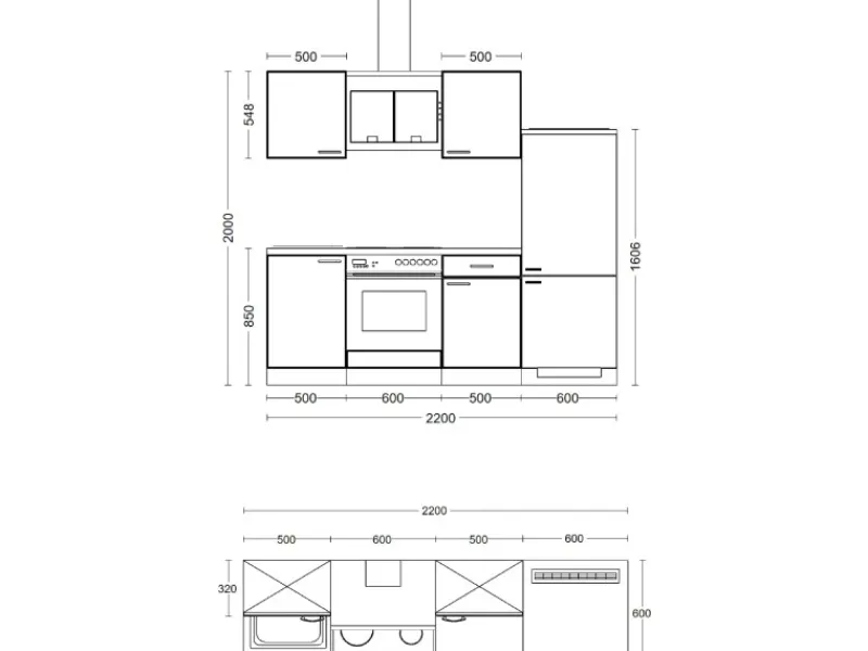 Flex-Well Classic Küchenzeile Wito 220 cm Weiß< Single-Küchen|Einbauküchen