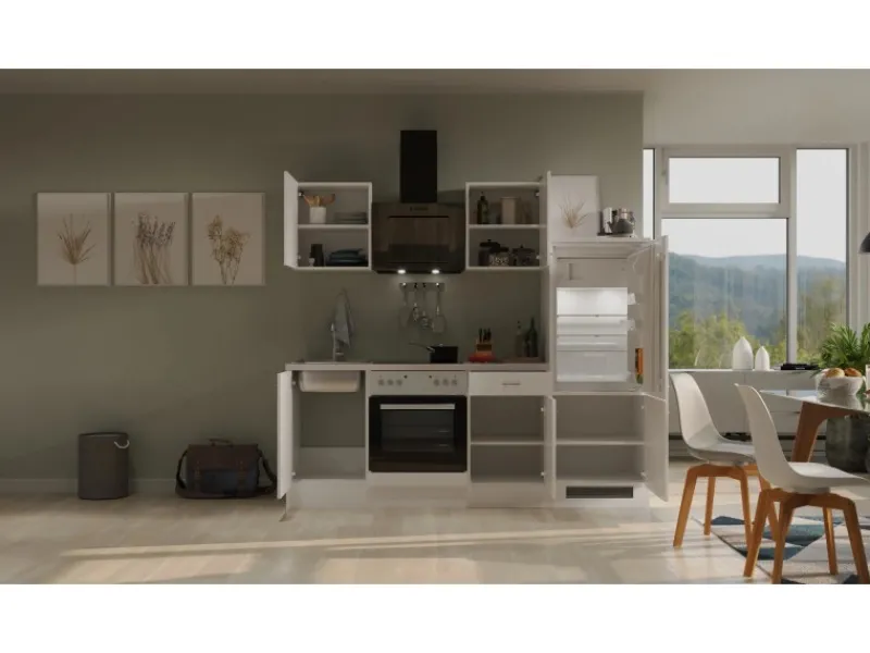 Flex-Well Classic Küchenzeile Wito 220 cm Weiß< Single-Küchen|Einbauküchen