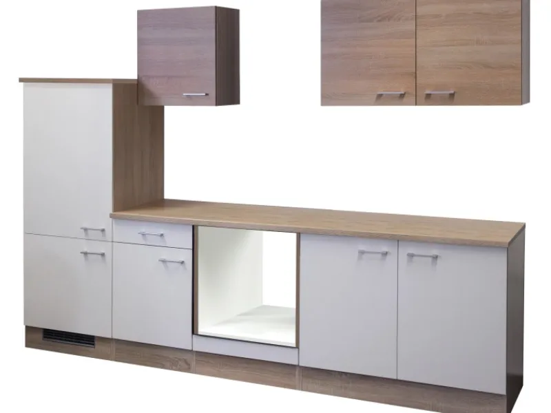 Flex-Well Classic Winkelküchen|Einbauküchen<Küchenzeile Florida 270 cm ohne E-Geräte Sonoma Eiche-Weiß
