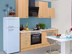 Clearance Flex-Well Classic Küchenzeile Nano 220 cm Buche Nachbildung