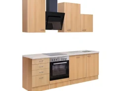 Clearance Flex-Well Classic Küchenzeile Nano 220 cm Buche Nachbildung