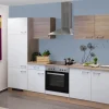Flex-Well Classic Herde|Kochfelder<Küchenzeile Florida 270 cm Weiß - Sonoma Eiche