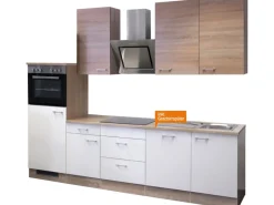 Flex-Well Classic Küchenzeile Florida 280 cm Weiß-Sonoma Eiche Nachbildung< Kochfelder|Kühlschränke