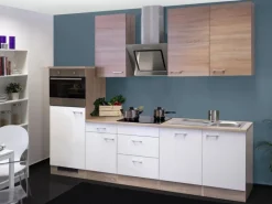 Flex-Well Classic Küchenzeile Florida 280 cm Weiß-Sonoma Eiche Nachbildung< Kochfelder|Kühlschränke