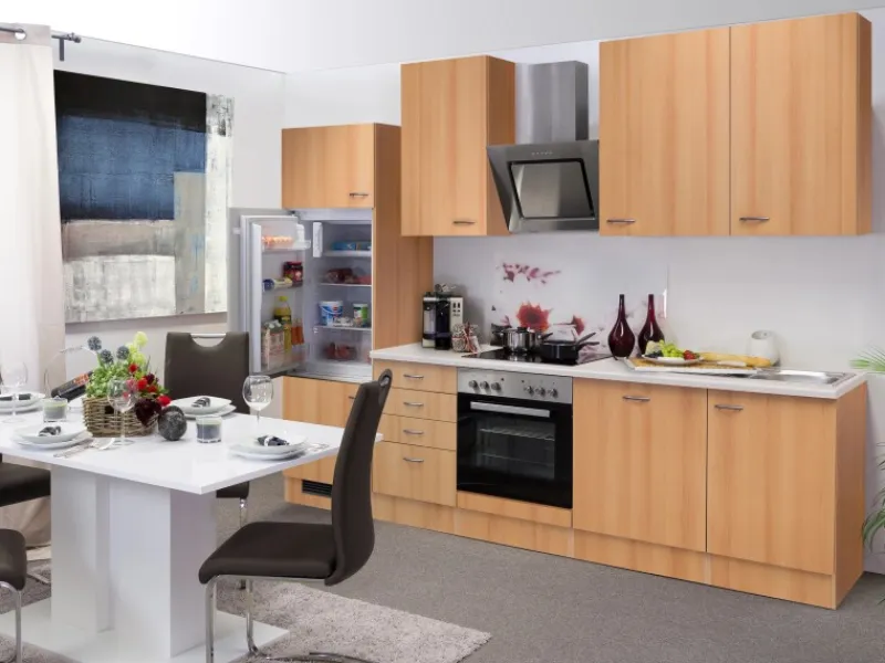 Hot Flex-Well Classic Küchenzeile Nano 280 cm Buche Nachbildung