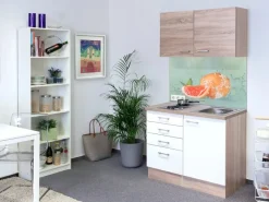 Flex-Well Classic Single-Küchen|Pantryküchen<Miniküche Florida 100 cm Weiß Eiche Sonoma