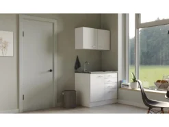 Clearance Flex-Well Classic Miniküche Lucca 100 cm Weiß matt - Caledonia