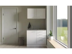 Clearance Flex-Well Classic Miniküche Lucca 100 cm Weiß matt - Caledonia