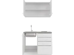 Clearance Flex-Well Classic Miniküche Lucca 100 cm Weiß matt - Caledonia