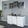 Flex-Well Classic Singleküche Lucca 150 cm Weiß-Caledonia< Single-Küchen|Pantryküchen