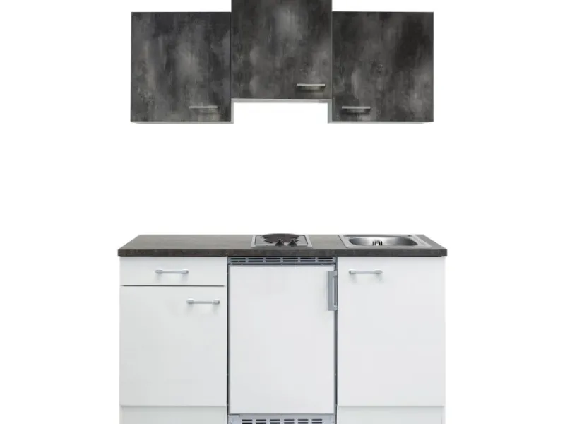 Flex-Well Classic Singleküche Lucca 150 cm Weiß-Caledonia< Single-Küchen|Pantryküchen