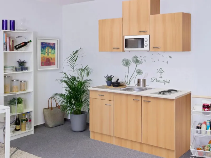 Flex-Well Classic Singleküche Nano 150 cm Buche Nachbildung< Single-Küchen|Pantryküchen