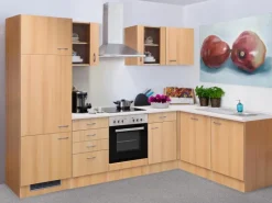 Flex-Well Classic Winkelküche Nano 280 cm Buche Nachbildung< Winkelküchen|Kühlschränke