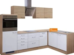 Flex-Well Classic Winkelküche Florida 280x170 cm Weiß-Sonoma Eiche Nachbildung< Winkelküchen|Kühlschränke