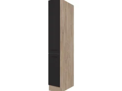 Flex-Well Exclusiv Apotheker-Hochschrank Capri 30 cm Schwarz Matt-Endgrain Oak< Küchenschränke