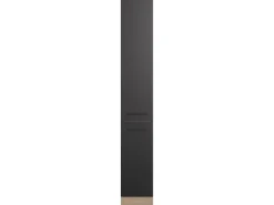 Flex-Well Exclusiv Apotheker-Hochschrank Capri 30 cm Schwarz Matt-Endgrain Oak< Küchenschränke