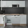 New Flex-Well Exclusiv Büroküche Valero 210 cm Hochglanz Weiß-Sonoma Eiche