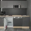Flex-Well Exclusiv Einbauküchen|Kühlschränke<Büroküche Morena 210 cm Basaltgrau matt-San Remo Eiche hell